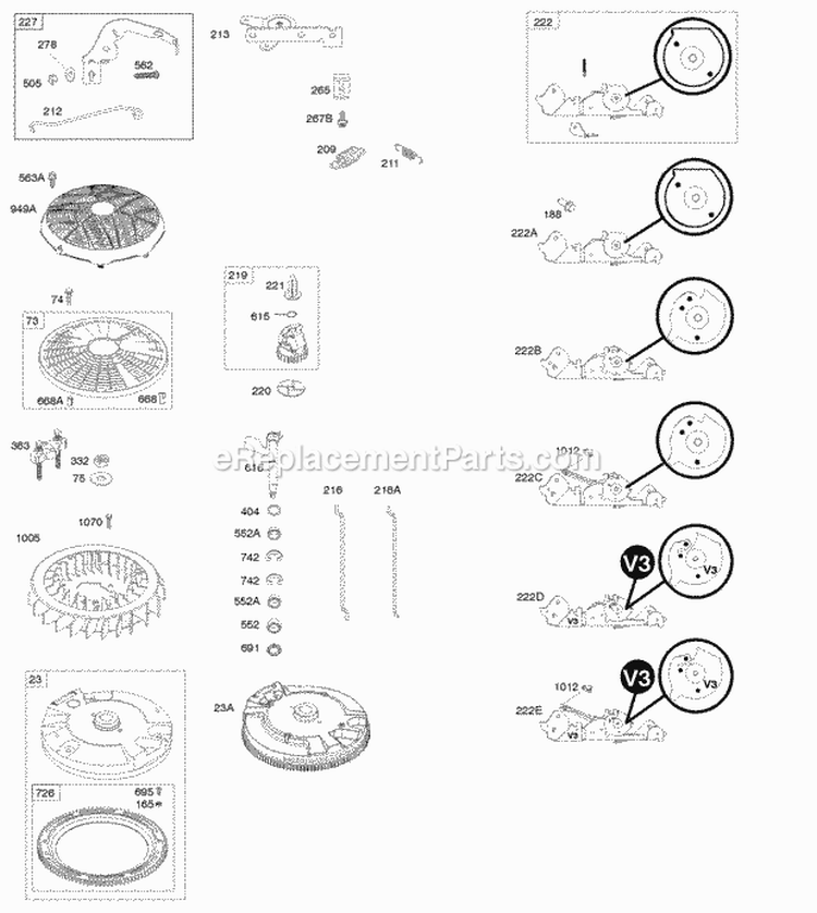 Controls Flywheel Governor Spring Diagram and Parts List for 406777-0027-B1  Briggs and Stratton Engine